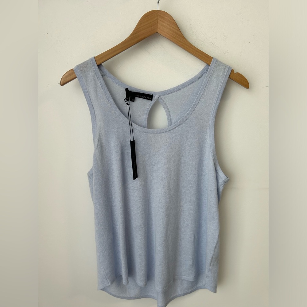 360 Sweater Blue Tank Top with Open Back